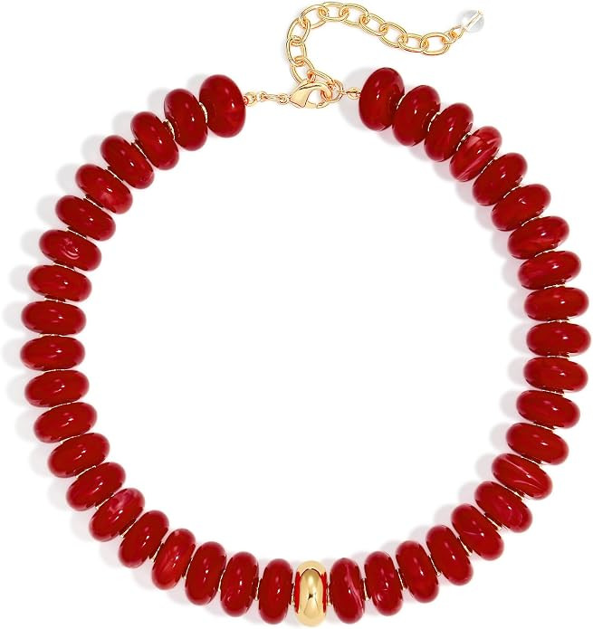 WOWORAMA Colorful Chunky Necklaces for Women 20MM Large Oversized Resin Beaded Necklace Bold Stat... | Amazon (US)