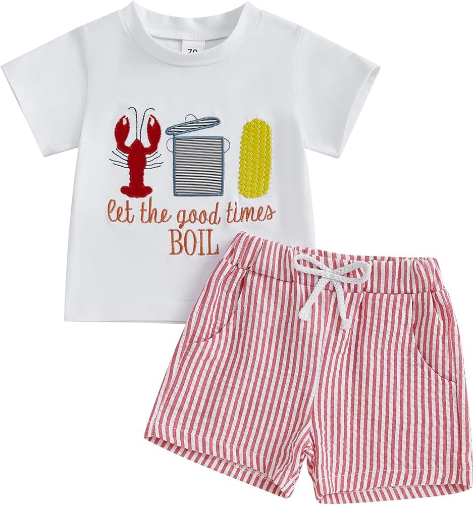 Afunbaby Toddler Baby Boy Girl Crawfish Outfit Little Boys Girls Kids Summer Clothes Short Sleeve... | Amazon (US)