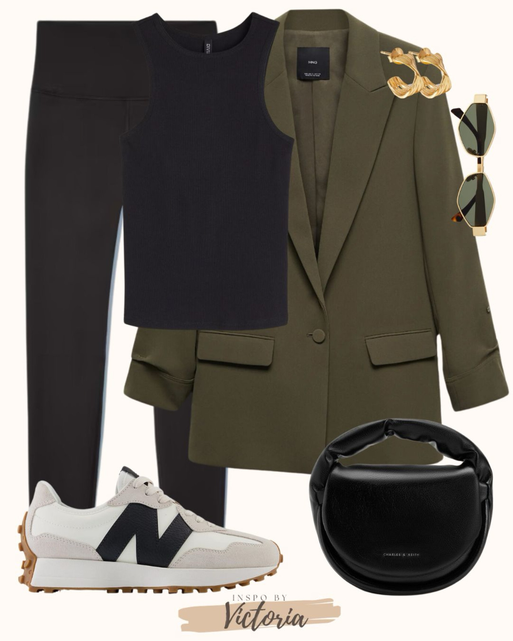 Casual Monday with Khaki Vibes: blazer, black leggings, sleeveless top, chic sneakers and bag🤗

#khakiblazer #springoutfit #newbalance327#LTKstyletip #LTKshoecrush

#LTKSeasonal
