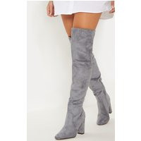 Grey Over The Knee Behati Boot | PrettyLittleThing CAN