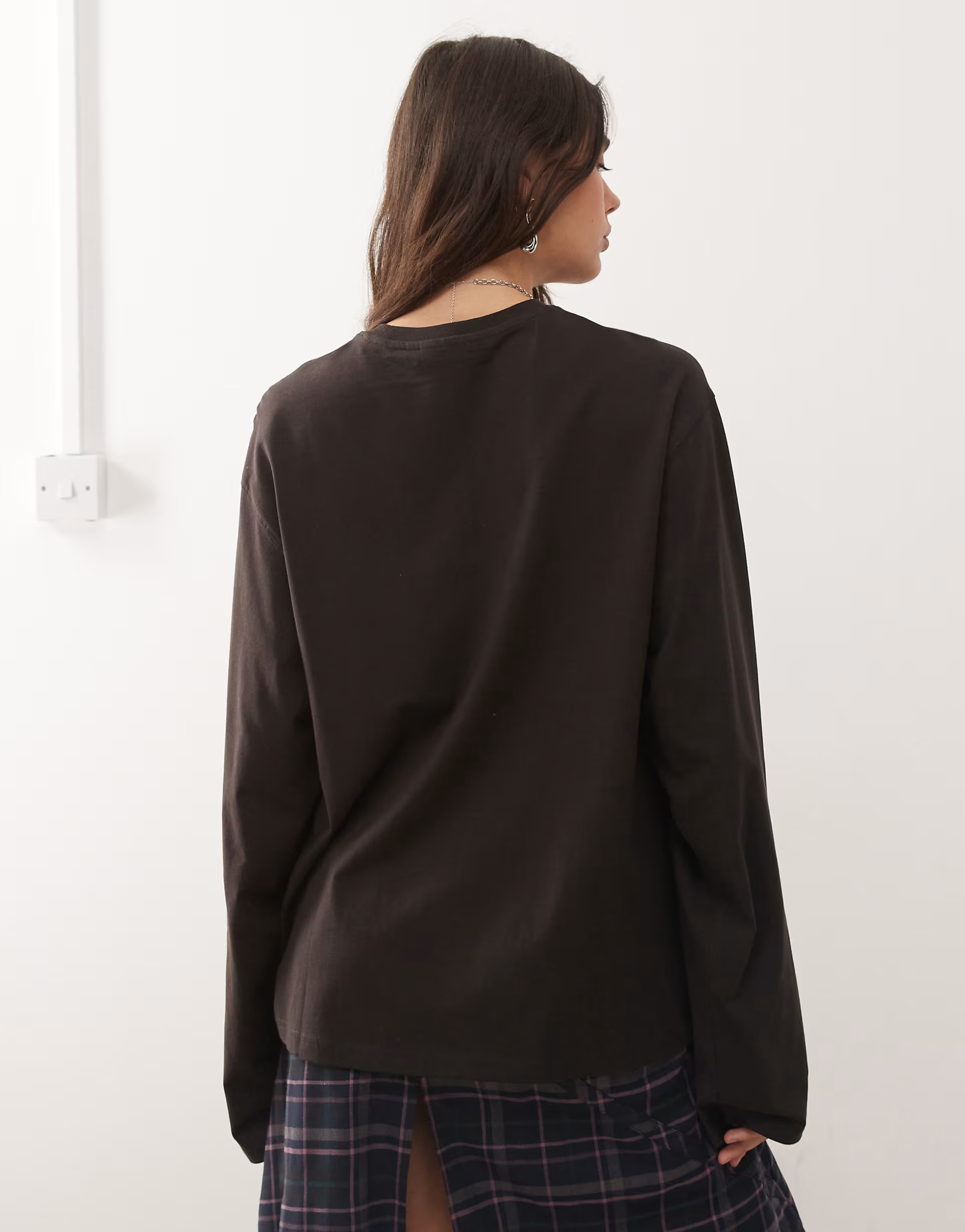 Weekday boxy fit oversized long sleeve t-shirt in dark brown | ASOS | ASOS (Global)