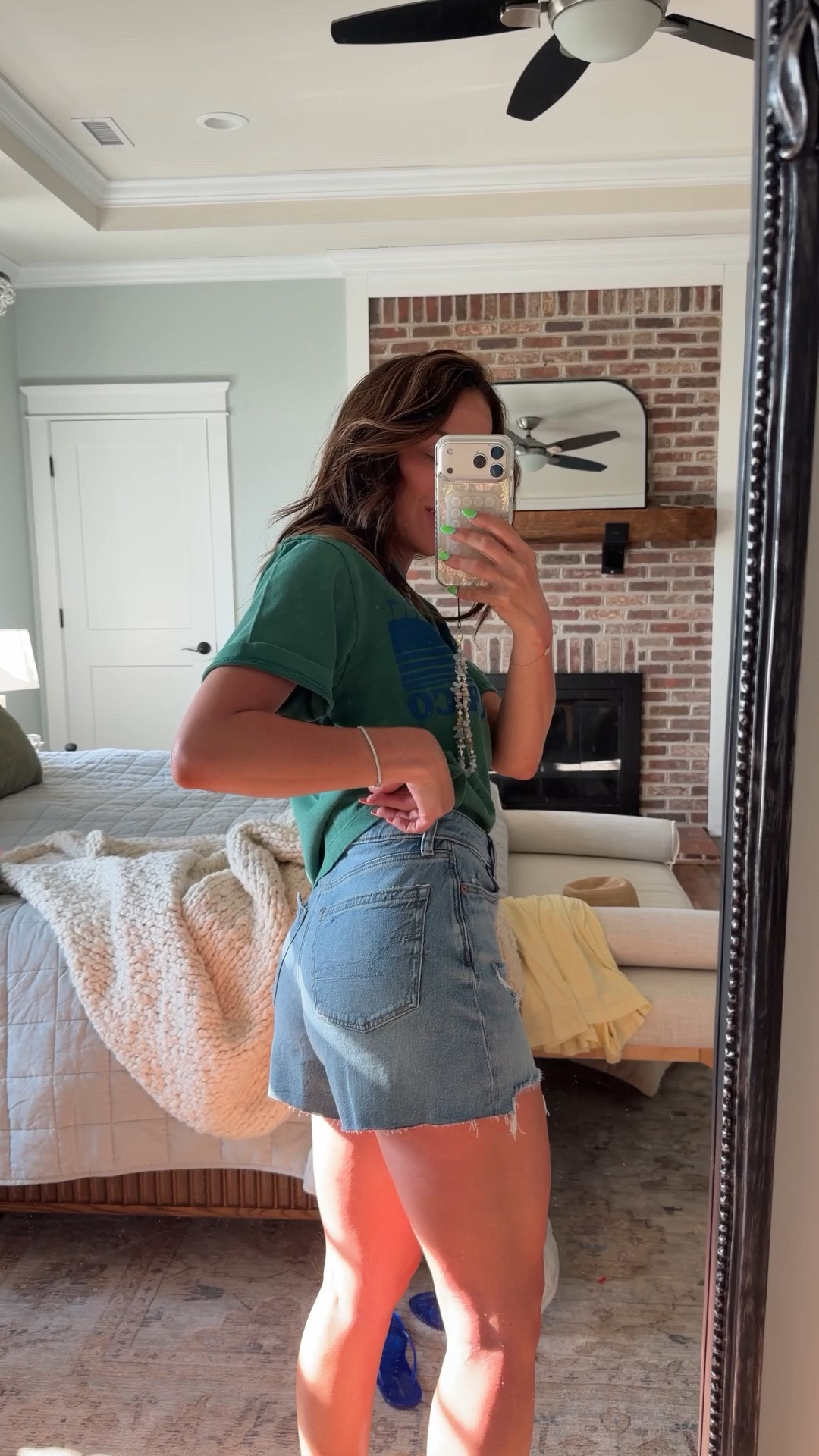 @americaneagle summer 🆕 arrivals! The cutest denim shorts that are busy mom friendly. In size 0! #AEPartner #AEJeans

#LTKSaleAlert #LTKgrwm #LTKmomlife