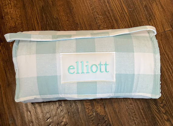 Snowy Green Buffalo Check Plaid Kids Nap Mat Personalized - Etsy | Etsy (US)