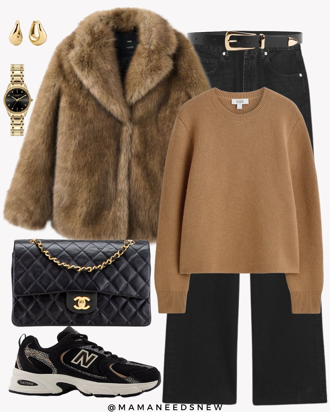 A fall outfit with a faux fur jacket, sweater, jeans, sneakers, shoulder bag 

#LTKItBag #LTKStyleTip #LTKSaleAlert