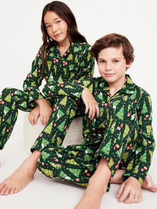 Gender-Neutral Printed Button-Front Pajama Set for Kids | Old Navy (US)