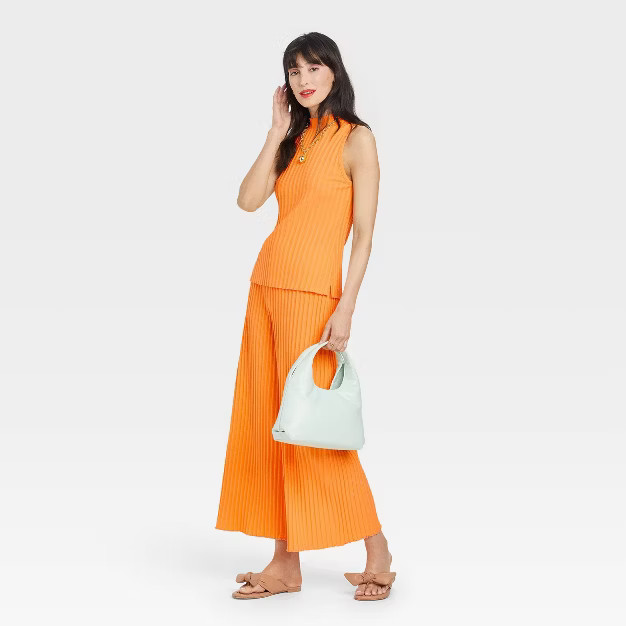 Women's High-Rise Wide Leg Ribbed Ankle Pants - A New Day™ | Target