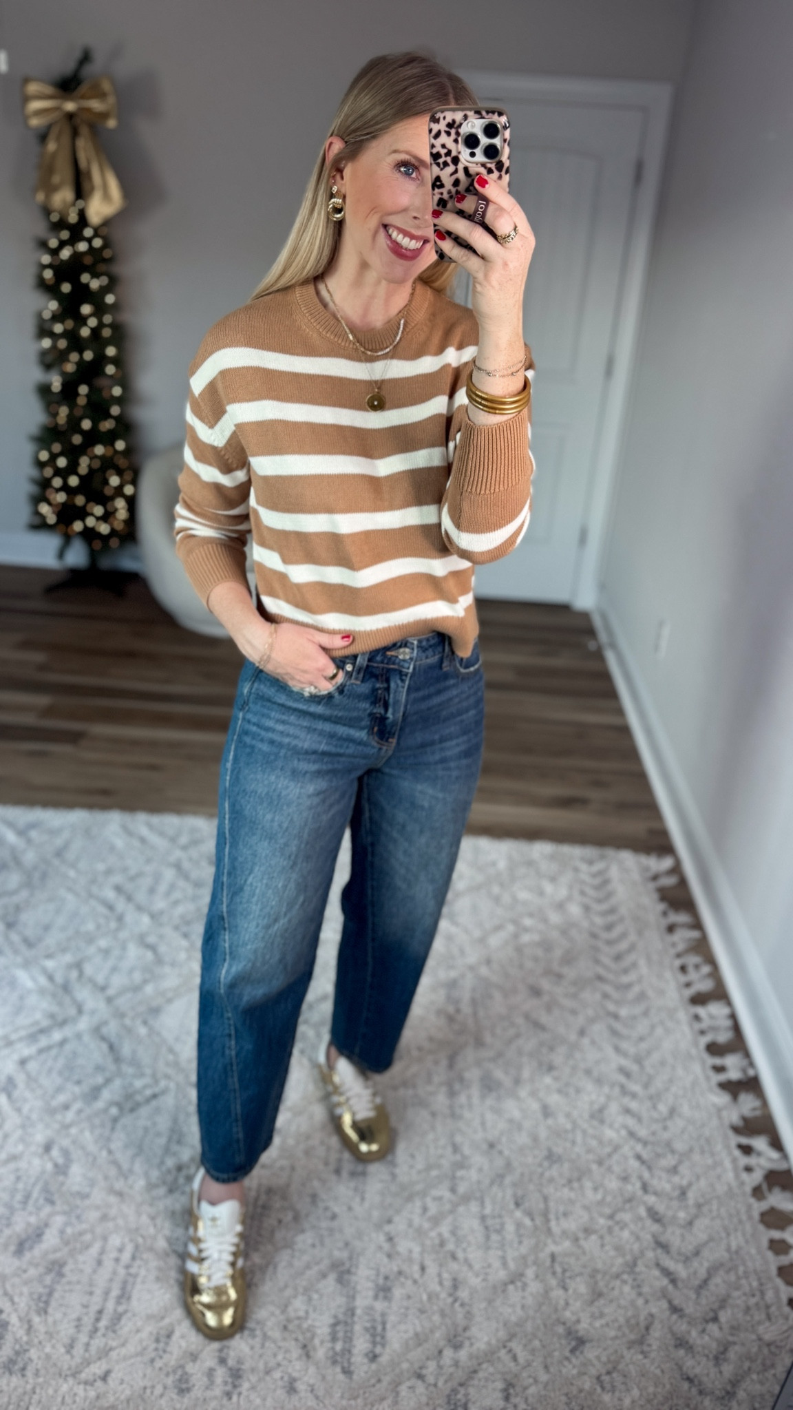 Weekend Walmart Wins try-on
Striped sweater- small 
Barrel jeans- size up

#LTKFindsUnder50 #LTKootd