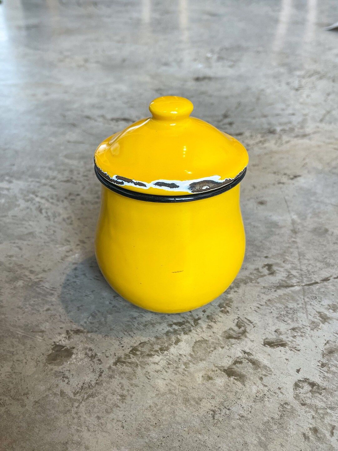 Vintage Asahi Japan yellow enamelware sugar bowl with lid. Farmhouse kitchen decor! | Etsy (US)