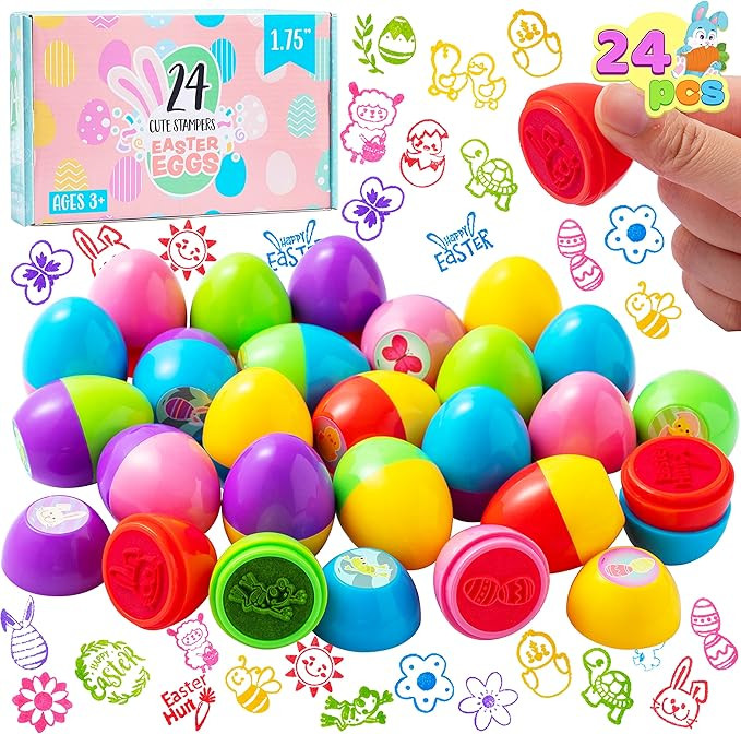 JOYIN 24Pcs Easter Egg Stampers Toys for Easter Eggs Hunt Game, Basket Stuffers Fillers, Kids Par... | Amazon (US)