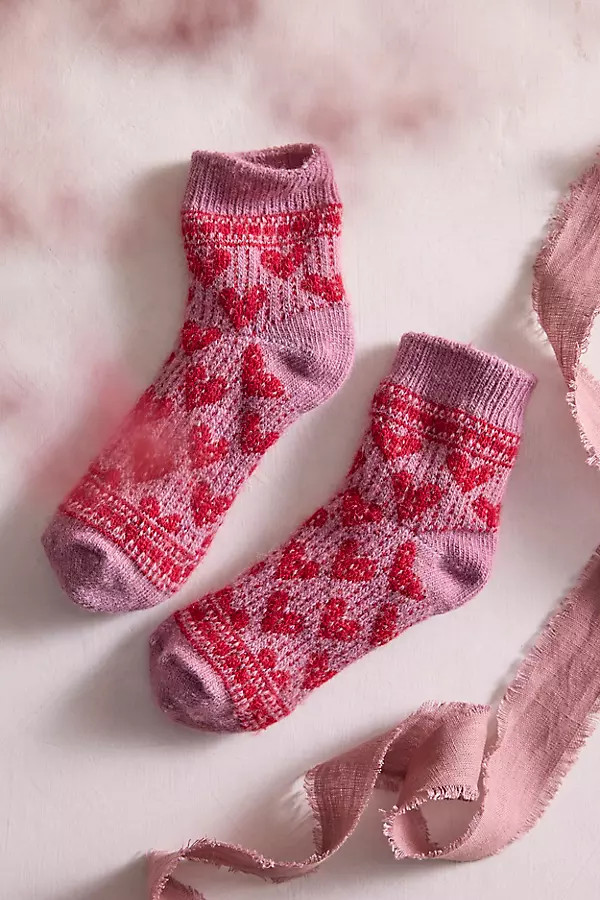 Hearts Wool Quarter Crew Socks | Anthropologie (US)