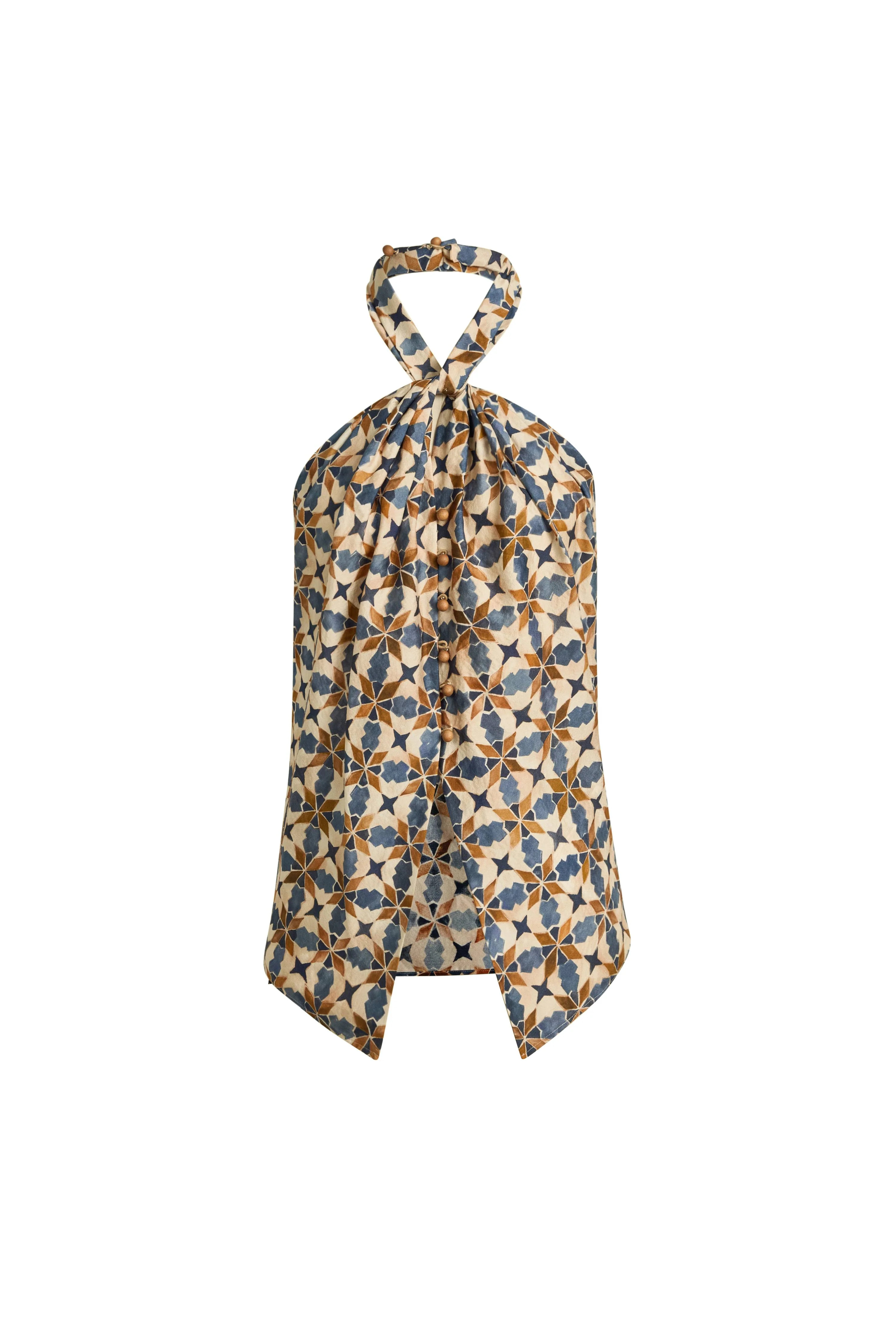 Jocelyn Halter Neck Top in Crinkled Silk Blend | Fabrique