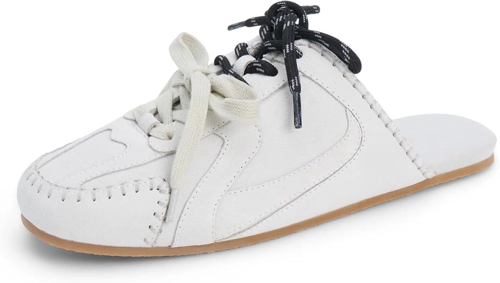 Mule Sneakers for Women Round Toe Lace up Slip-on Suede Mules Casual Backless Slide Sneakers Comf... | Amazon (US)