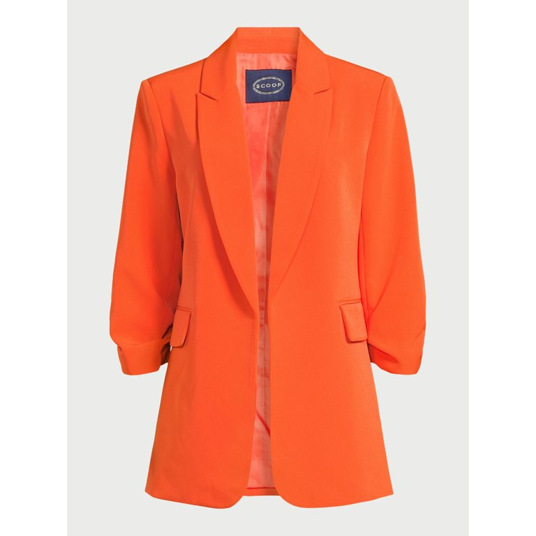 Scoop Women's Scrunch Sleeve Crepe Blazer with Buttons, Sizes XS-XXL | Walmart (US)