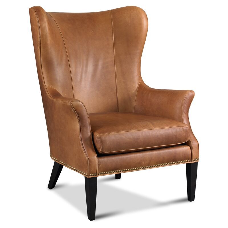 Tristen Wingback Chair, Saddle Leather | One Kings Lane