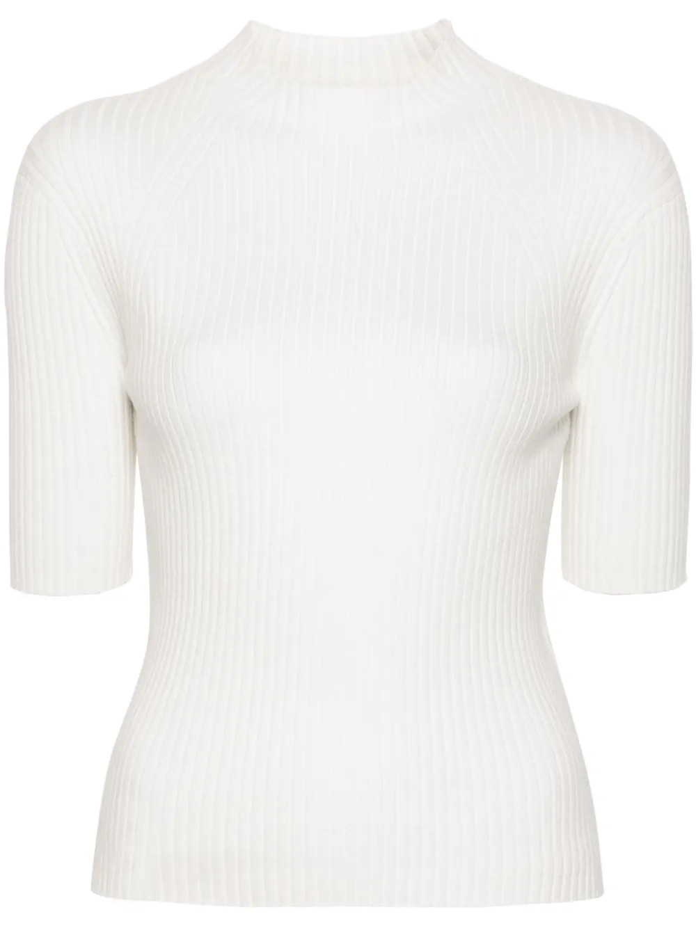 Maje ribbed-knit Top | White | FARFETCH | Farfetch Global