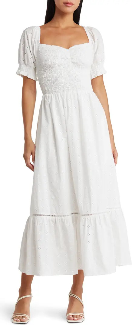 La Luna Eyelet Ruffle Hem Maxi Dress | Nordstrom