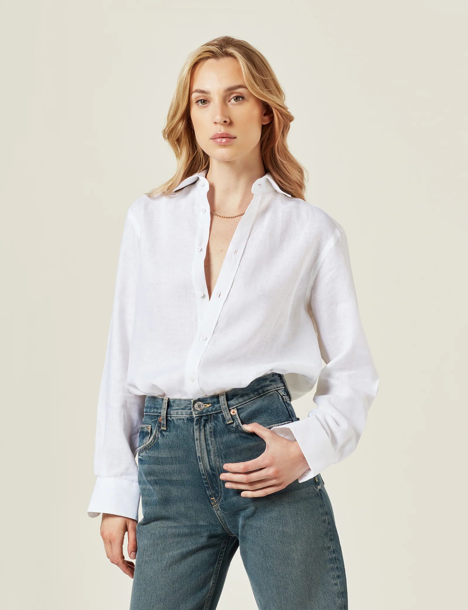 The Boyfriend: Linen, White | With Nothing Underneath