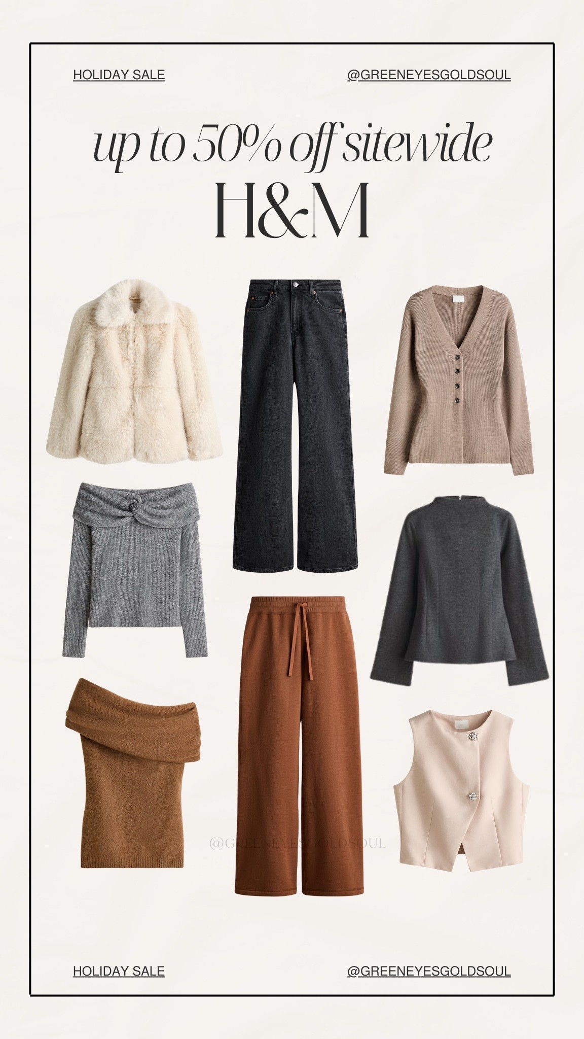 H&M sale! Up to 50% off sitewide 😍

Trousers, pants, sweater, coat, jacket 

#LTKHoliday #LTKSaleAlert