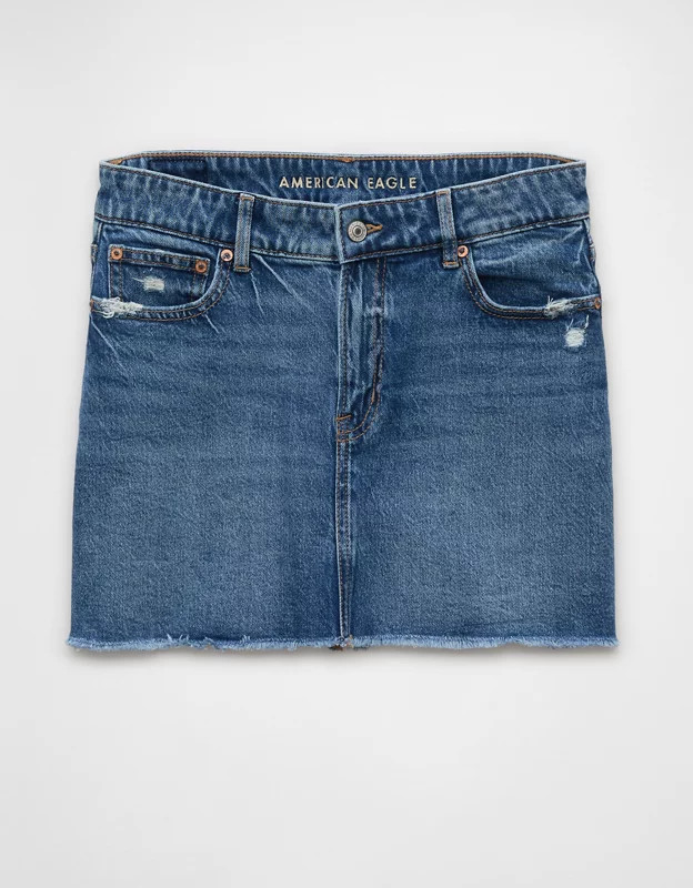 AE Stretch High-Waisted Perfect Denim Mini Skirt | American Eagle Outfitters (US & CA)