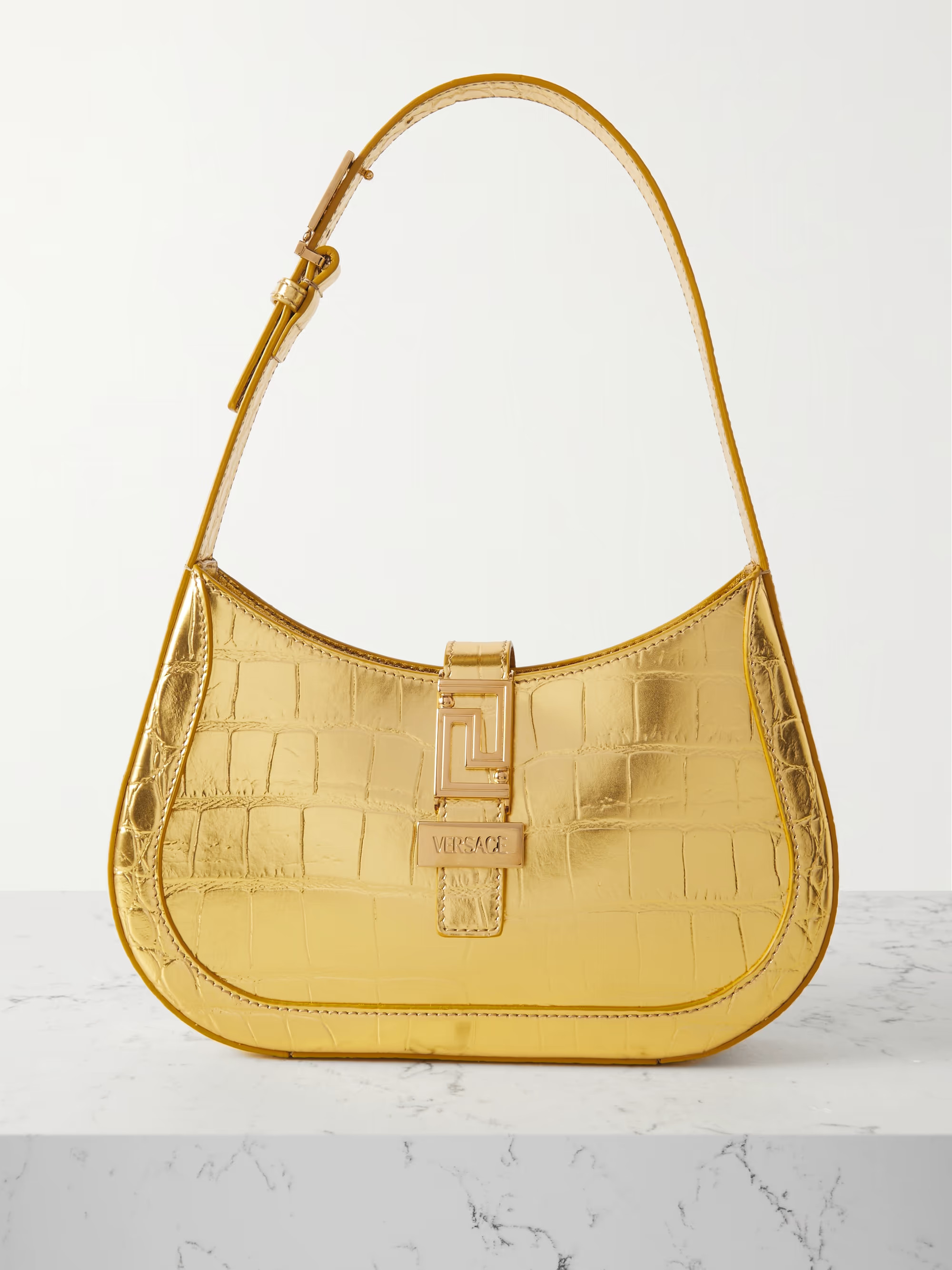 Small croc-effect metallic leather shoulder bag | NET-A-PORTER (UK & EU)