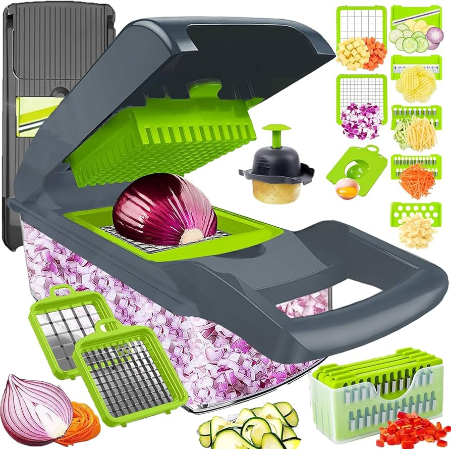 Pro-Series 16-in-1 Vegetable Chopper w/Container, Cheese Grater Hand Crank, Box Mandoline Slicer ... | Amazon (US)