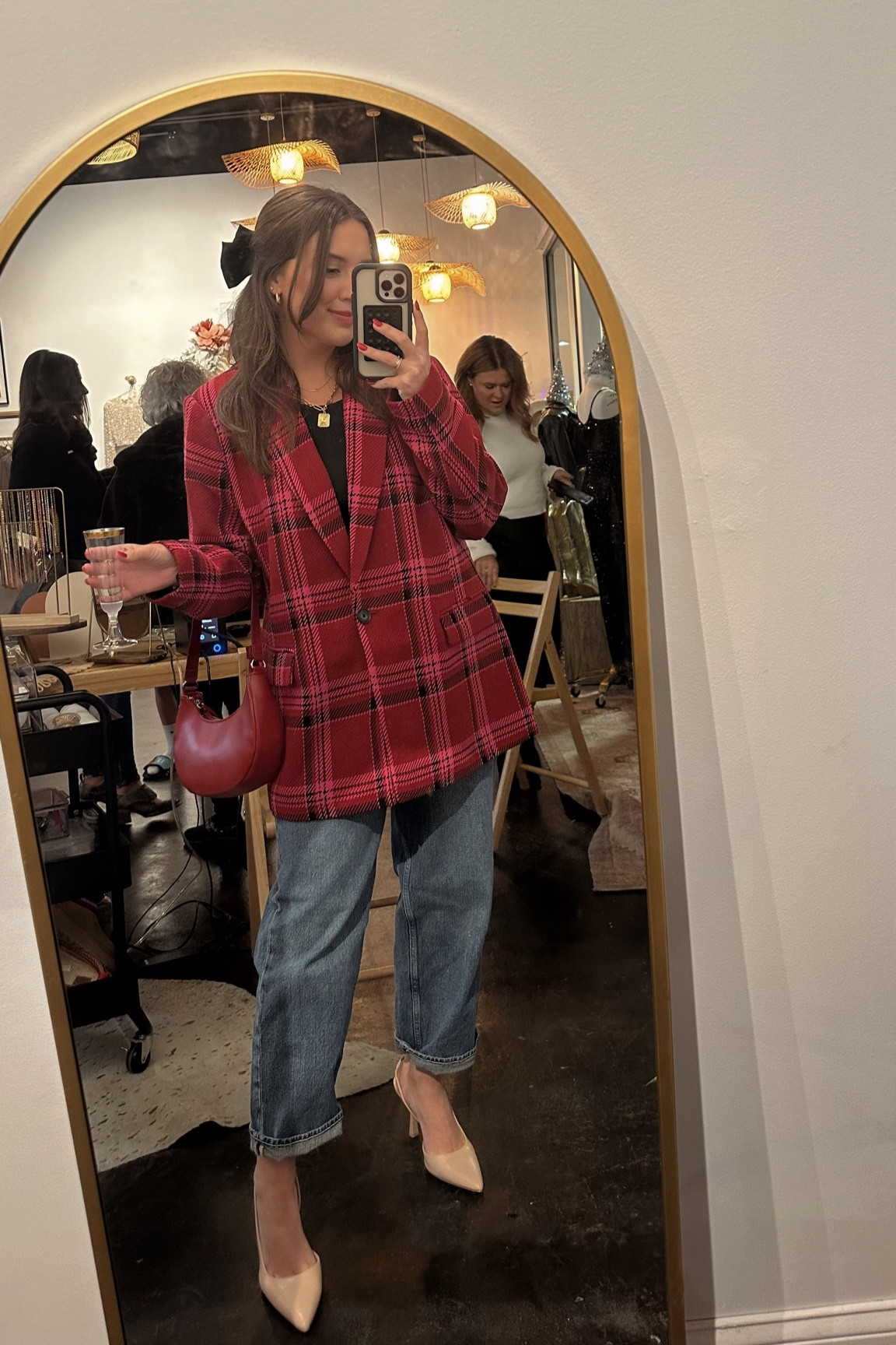 GNO 💕 

Blazer - XL. Sized up a few sizes so I can wear as a dress (will wear a skirt underneath for extra length) 
Jeans - 29
Shoes - TTS

#LTKSeasonal #LTKstyletip #LTKshoecrush