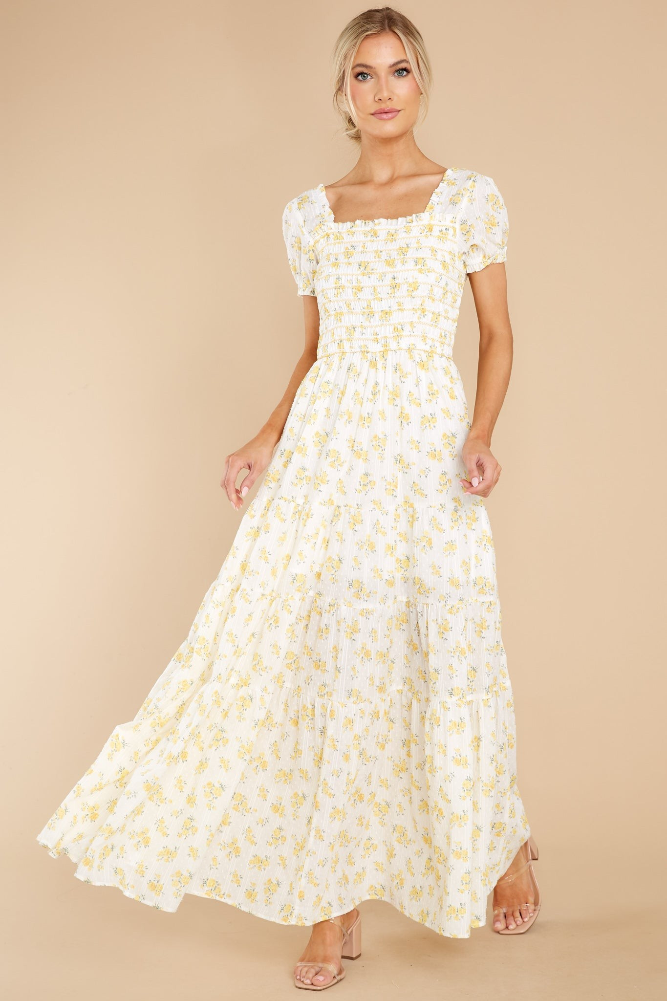 Heart Of Marigolds White Floral Print Maxi Dress | Red Dress 