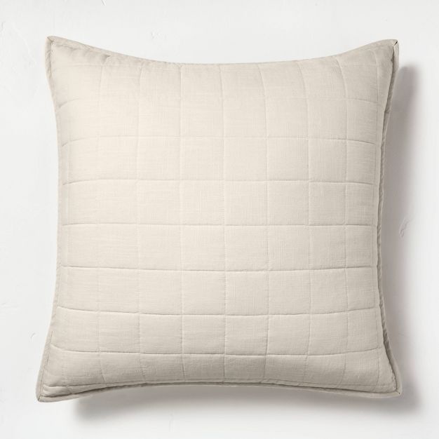 Euro Heavyweight Linen Blend Quilt Pillow Sham Natural - Casaluna&#8482; | Target