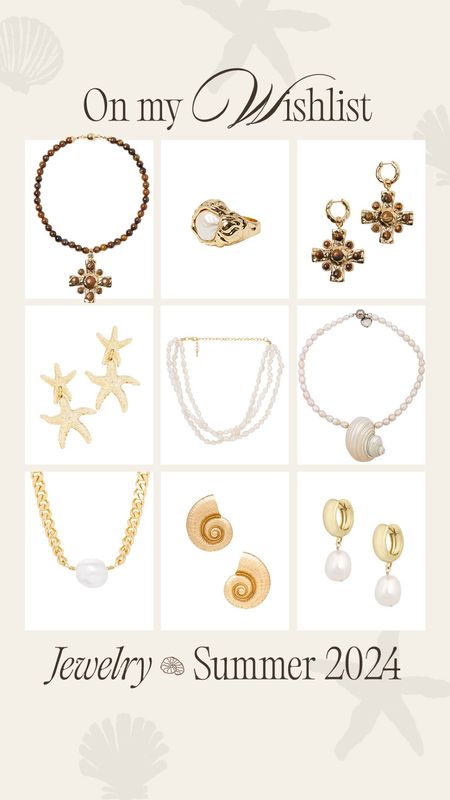 Summer jewelry on my wish list🤎🥥🐚 I have been loving the pearl trend and things like shells& starfish as jewelry #jewelry #summer #pearls  

#LTKSeasonal #LTKstyletip