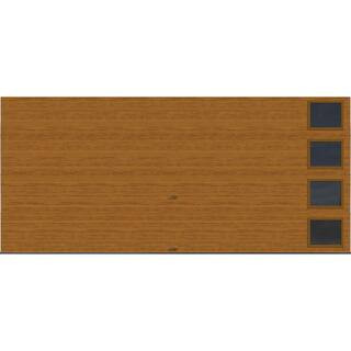 Modern Steel 16 ft. X 7 ft. 18.4 R-Value Insulated Wood Look Medium Garage Door with Windows | The Home Depot