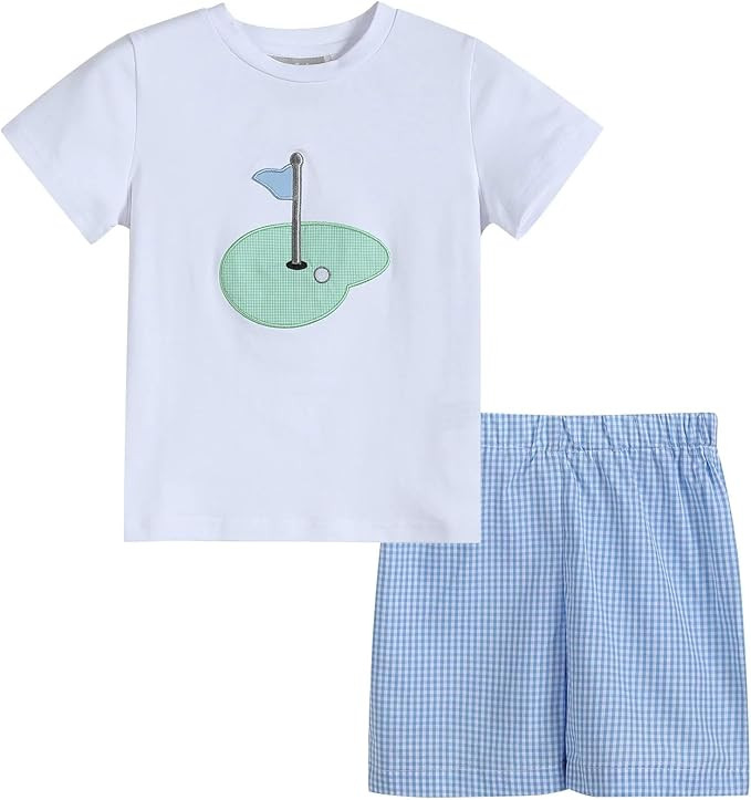Boys Smocked or Applique Shirt and Shorts 2pc. Set | Amazon (US)