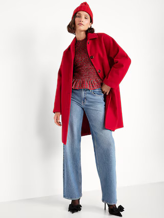 Relaxed Button-Front Mac Coat | Old Navy (US)