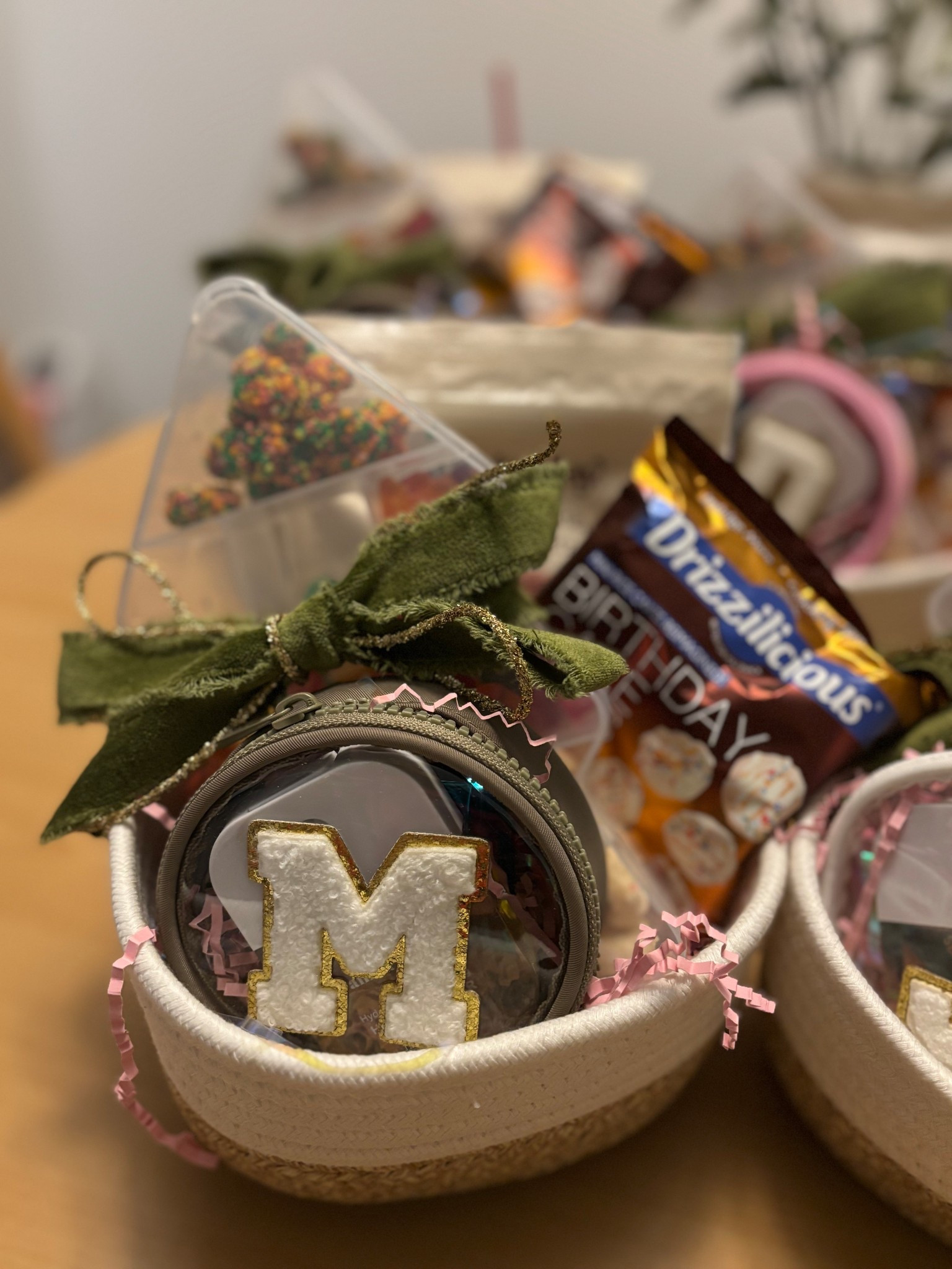 
letter patches, ribbon, and small cases are all from hobby lobby, drizzlicious from sam’s, and candy from five below! 