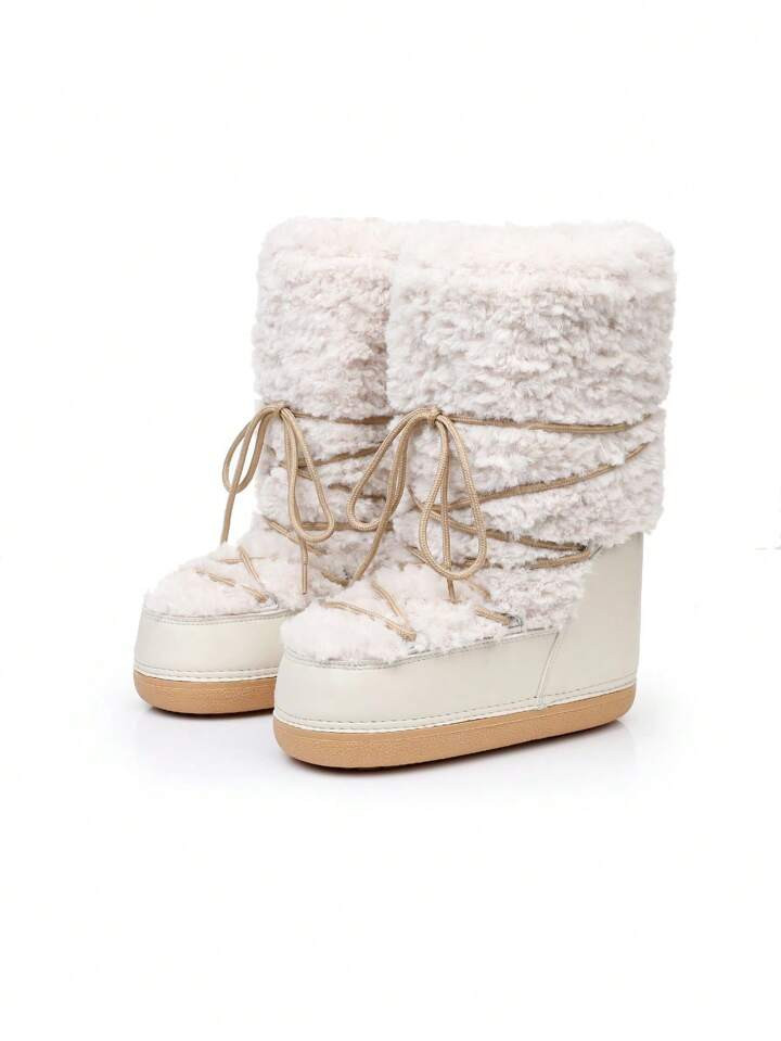 Winter Skiing Space Boots Fashion Round Toe Women's Snow Boots, Thick Moonboots Anti-Slip Warm Sh... | SHEIN