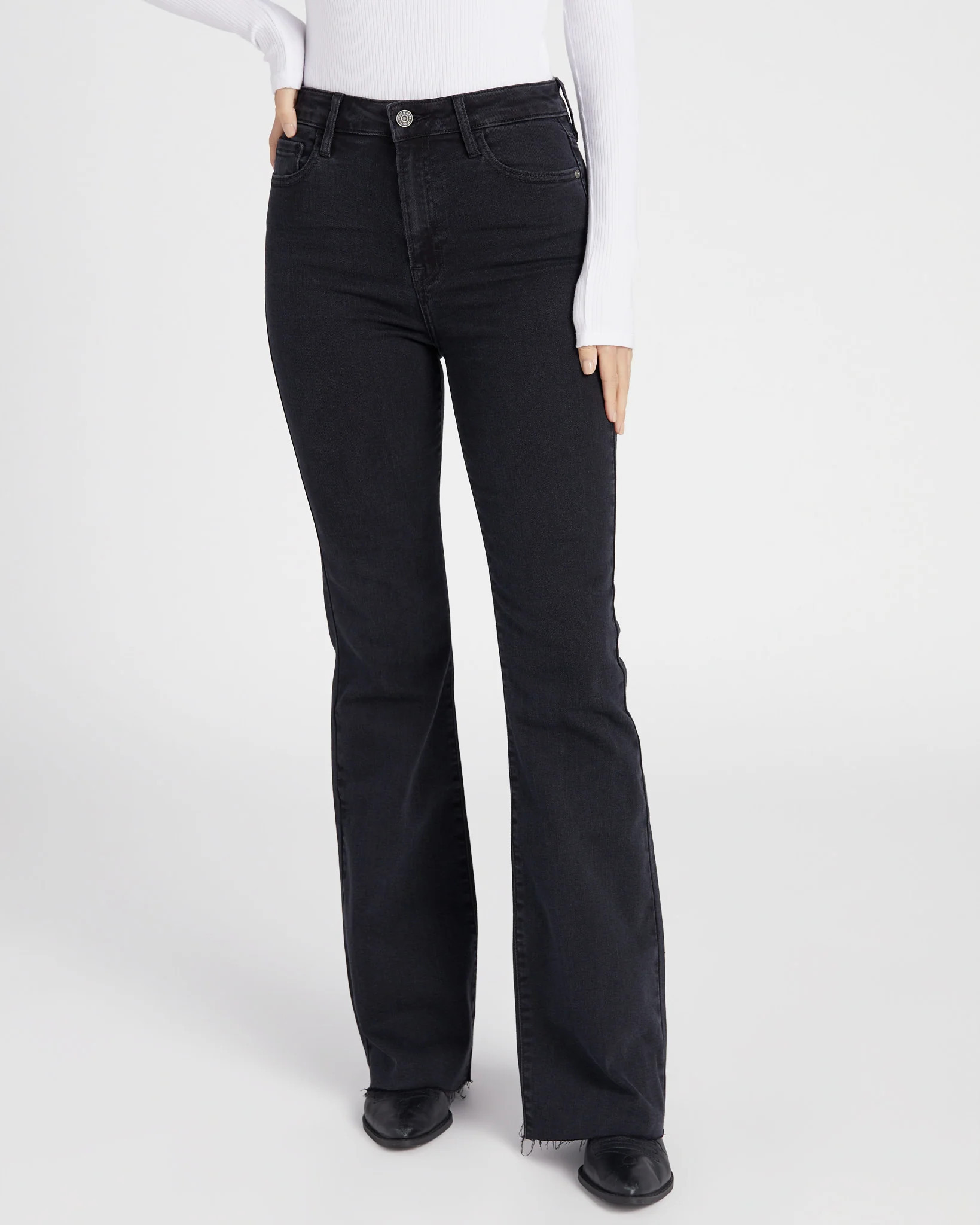 The Happi Raw Hem Flare Jeans | Wantable