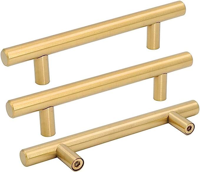 25 Pack Brushed Brass Kitchen Cabinet Handles Drawer Pulls - goldenwarm Gold Cabinet Pulls Cabine... | Amazon (US)