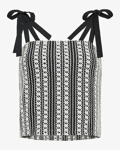 Contrast Striped Square Neck Tie Strap Tank | Express