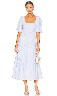 MINKPINK Milani Tiered Midi Dress in Blue & White from Revolve.com | Revolve Clothing (Global)