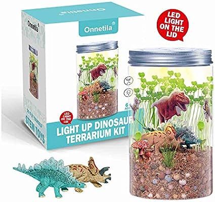 Onnetila Dinosaur Fairy Garden in a Jar Light up Terrarium Kit for Kids Plant Growing Kit Grow an... | Amazon (US)