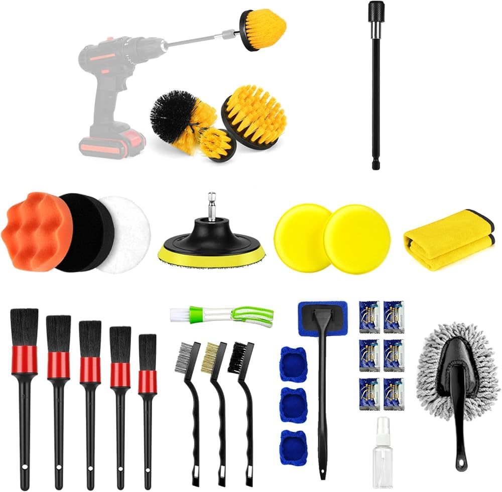 Fitosy Car Detailing Brush Set, 6/33/39/41pcs Drill Brush Cleaning Kit Wash Tool Accessories for ... | Amazon (US)