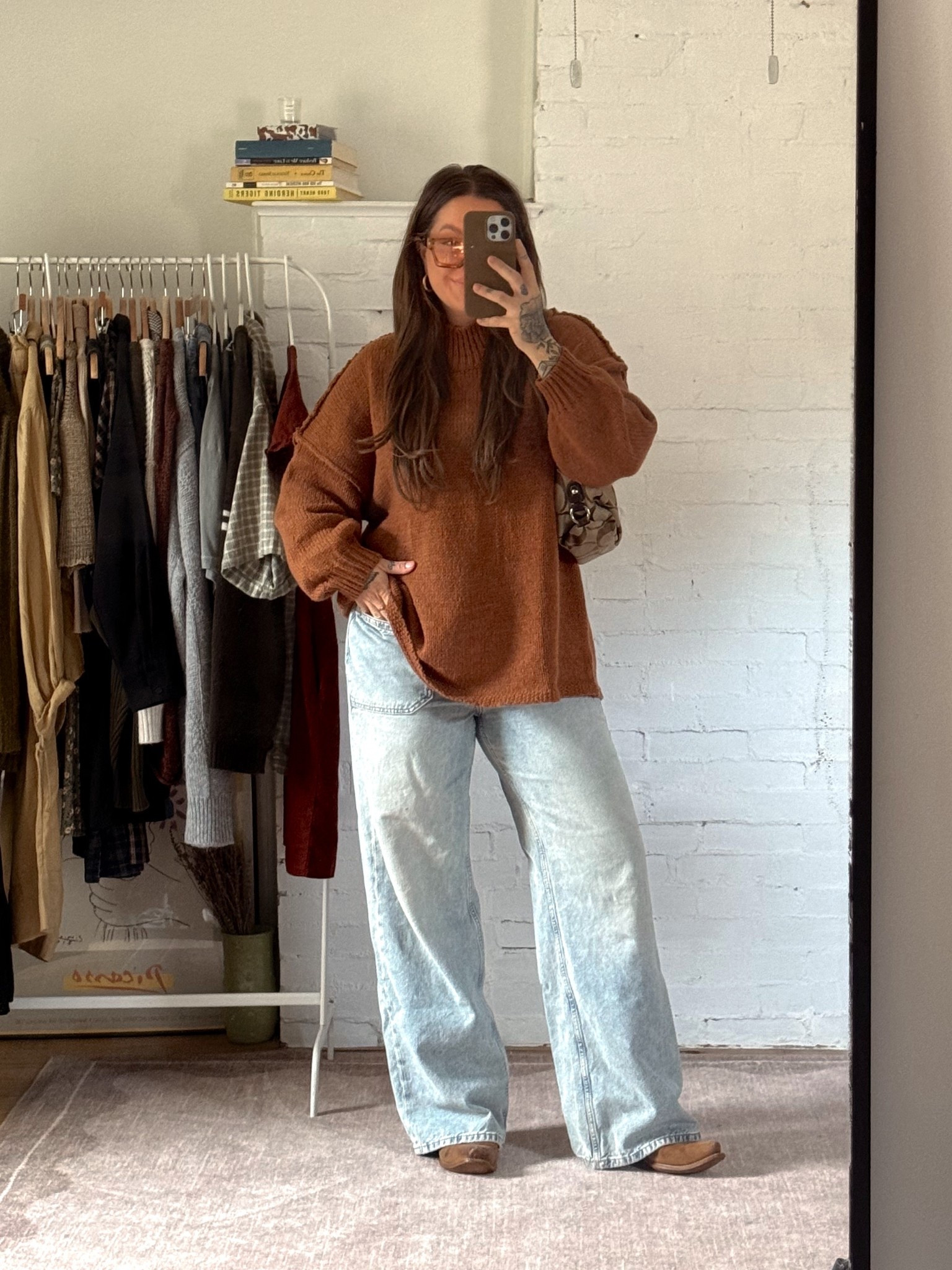 obsessed with this sweater! so cozy for fall and winter. wearing it in a medium here and in “brown”! it looks a tad more orange in real life than in the photo online but it’s so cute. 

jeans are also my FAVORITE! 

FOR THE REST OF THE OUTFIT LINKS FROM MY RECENT POST - HEAD TO MY LTK! 

#LTKHoliday #LTKSeasonal #LTKFindsUnder100