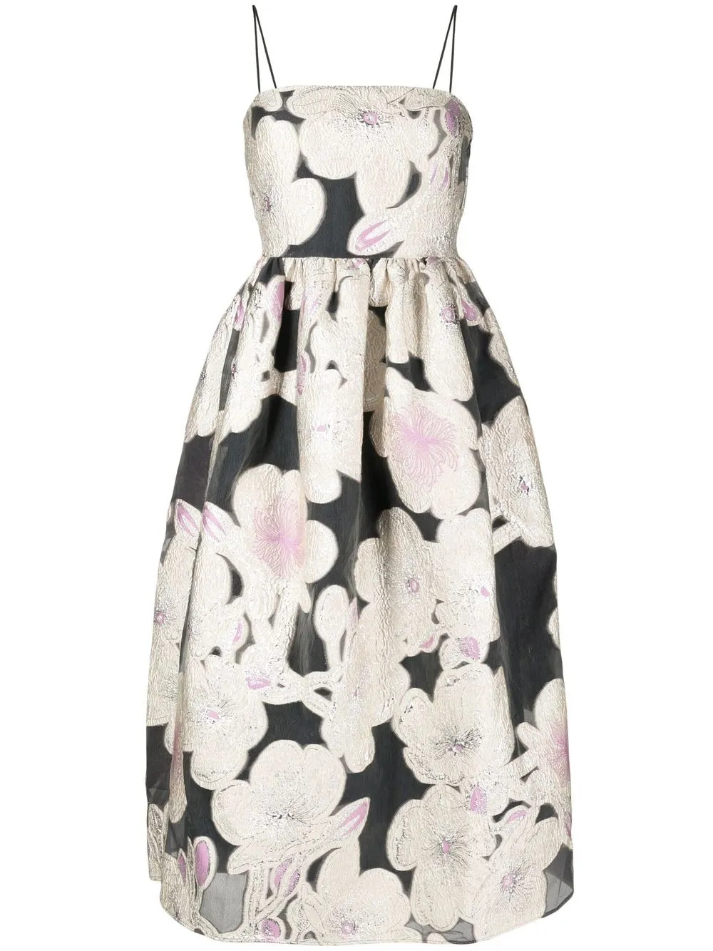 Stine Goya Anny Voluminous Jacquard Midi Dress - Farfetch | Farfetch Global