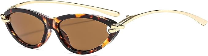 LJCZKA Retro Oval Cat Eye Sunglasses for Women 90s Small Oval Sun Glasses Trendy Narrow y2k Catey... | Amazon (US)