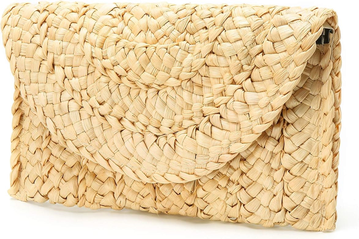 Obosoyo Women's Straw Clutch Handbag Straw Purse Envelope Bag Wallet Summer Beach Bag Woven Bag Purs | Amazon (US)