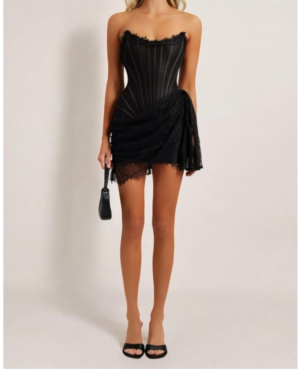 Heiress Beverly Hills Women's Lace Mesh Corset Drape Mini Dress - Black | Macy's