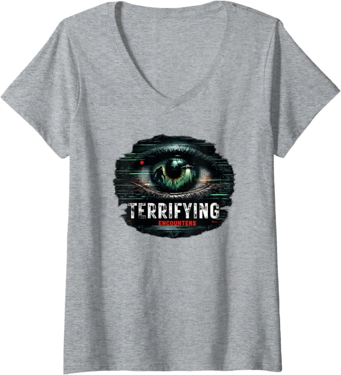 Women's Terrifying Encounters Paranormal Horror Mystery Graphic V-Neck T-Shirt | Amazon (US)