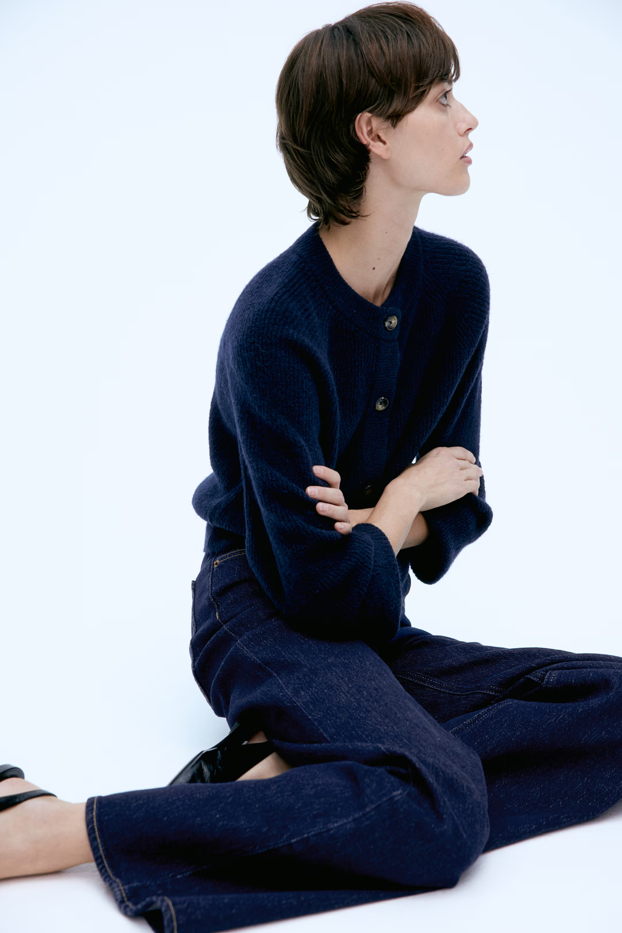 Wide High Jeans - Dark denim blue - Ladies | H&M GB | H&M (UK, MY, IN, SG, PH, TW, HK)