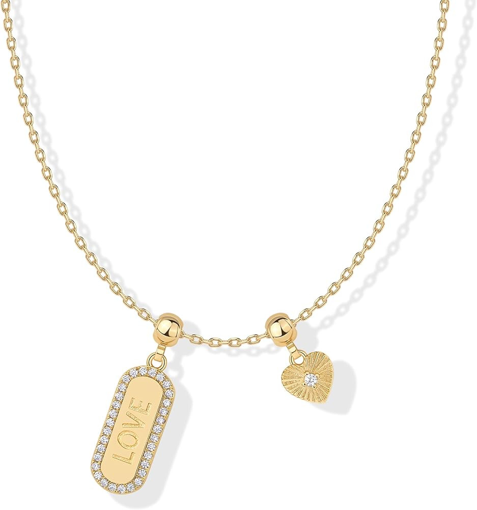 PAVOI Adjustable Whimsical Gold Charm Necklace for Women, 14K Gold Plated Cute Dainty Pendant Nec... | Amazon (US)