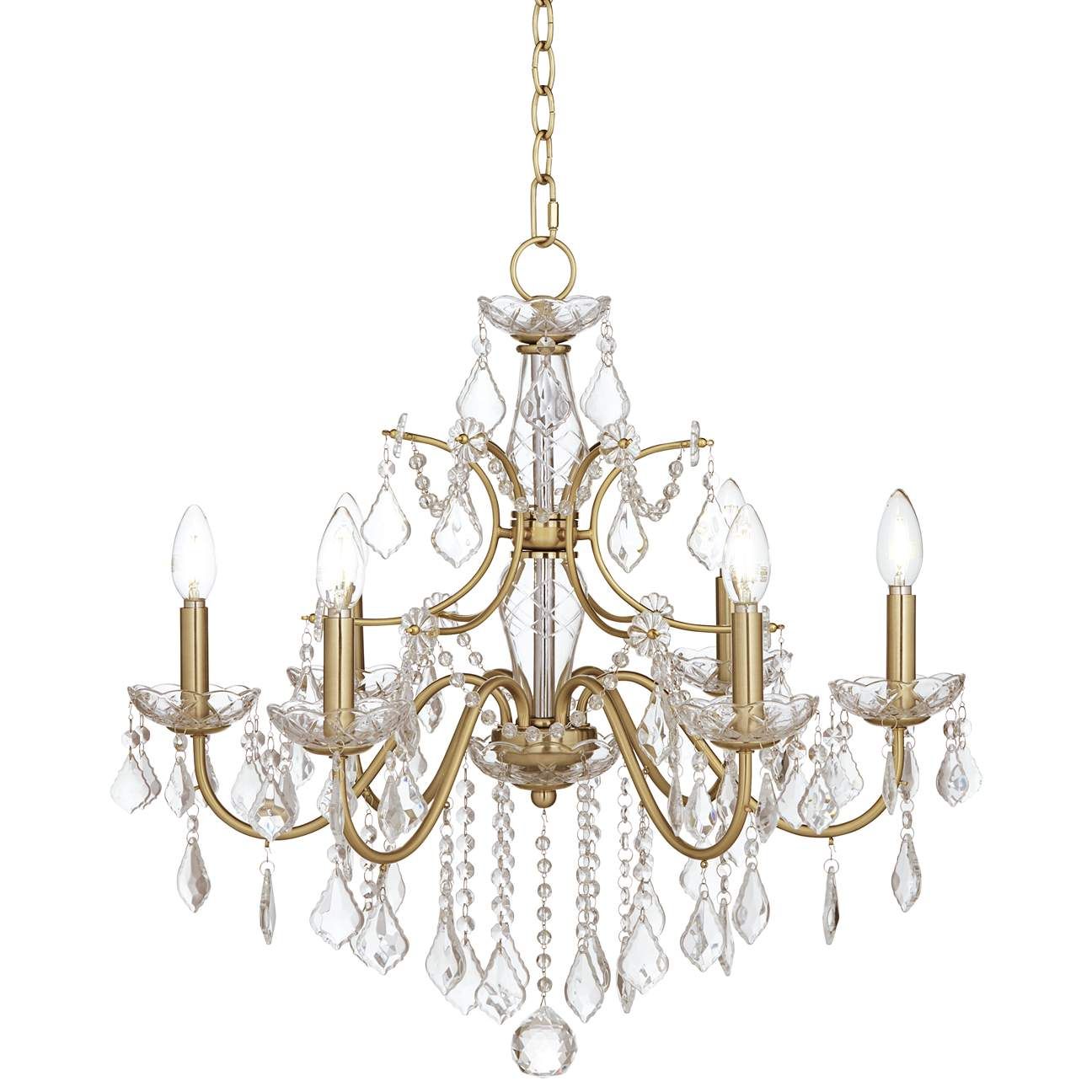 DeMallo 26" Wide Gold 6-Light Traditional Crystal Chandelier | Lamps Plus