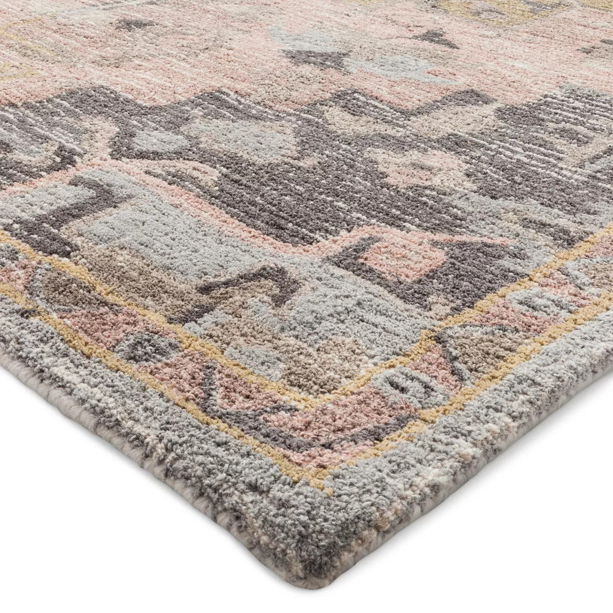 9'x12' Damask Tufted Area Rug Gray/Pink - Threshold\u2122 | Target